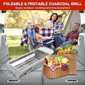 Outvita Portable Charcoal Grill - Stylish Large Outdoor BBQ