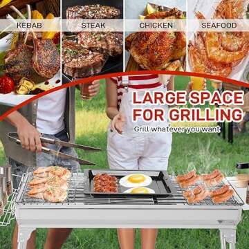 Outvita Portable Charcoal Grill - Stylish Large Outdoor BBQ