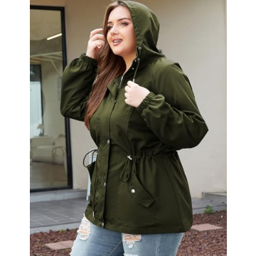 Plus Size Waterproof Rain Jacket with Hood for All Seasons