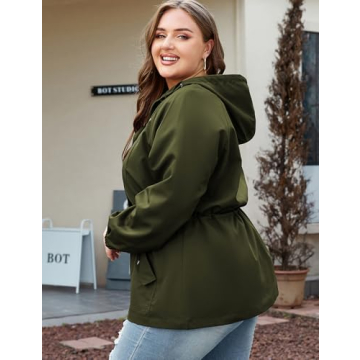Plus Size Waterproof Rain Jacket with Hood for All Seasons