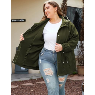 Plus Size Waterproof Rain Jacket with Hood for All Seasons