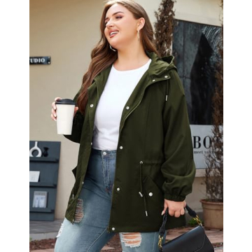 Plus Size Waterproof Rain Jacket with Hood for All Seasons