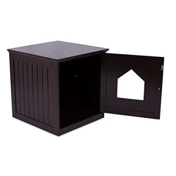 Internet's Best Decorative Cat House & Side Table - Cat Home Nightstand - Indoor Pet Crate - Litter Box Enclosure (Espresso)