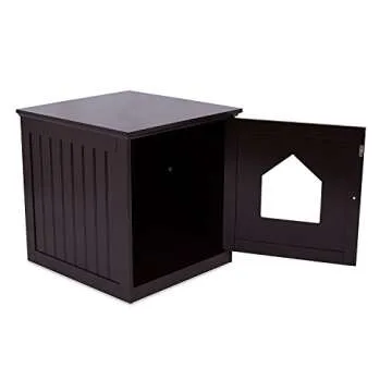 Internet's Best Decorative Cat House & Side Table - Cat Home Nightstand - Indoor Pet Crate - Litter Box Enclosure (Espresso)