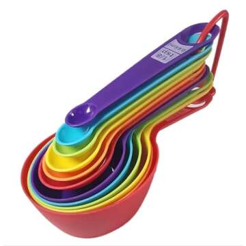 Colorful SUNMVEHOT Measuring Cups & Spoons Set for Kids