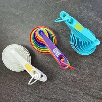 Colorful SUNMVEHOT Measuring Cups & Spoons Set for Kids