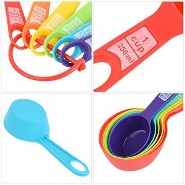 Colorful SUNMVEHOT Measuring Cups & Spoons Set for Kids