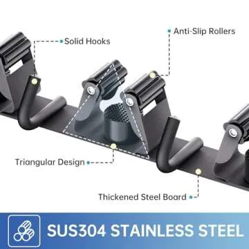 ZONGOOL 2 Pack Broom Holder Wall Mount, 4 Racks and 5 Hooks Mop Hanger Wall Mount Broom Organizer St...