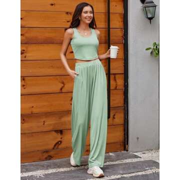 Ekouaer Women's Comfortable Pajamas 2 Piece Lounge Set