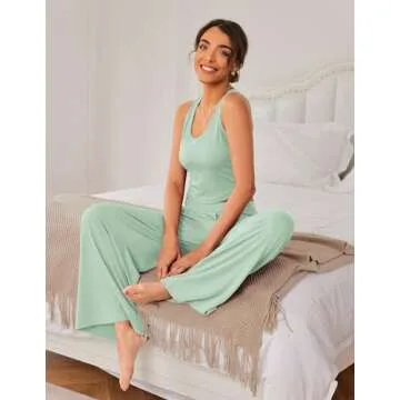 Ekouaer Women's Comfortable Pajamas 2 Piece Lounge Set