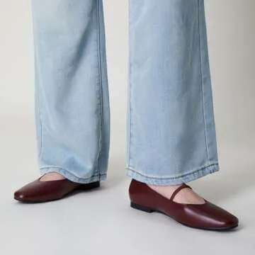 Trary Flats for Women, Mary Jane Shoes for Women, Ballet Flats for Women, Closed Toe Flats Shoes Women, Elastic Straps Flats Shoes for Women, Wine Red Flats Women Size 8.5