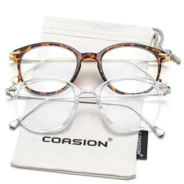 COASION Vintage Round Clear Glasses for Stylish Protection