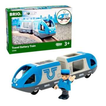 BRIO World - 33506 Travel Battery Train | 3-Piece, Battery-Operated Toy Train Set | Ideal for Kids A...