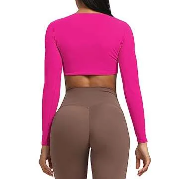 Aoxjox Women's Stylish Long Sleeve Workout Crop Top