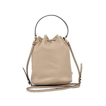 Prada Beige Glace Calf Leather Logo Small Bucket Crossbody Bag 1BH038