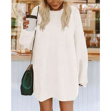 BTFBM 2025 Womens Sweaters Casual Crewneck Long Sleeve Oversized Sweater Dress Fall Winter Loose Slo...