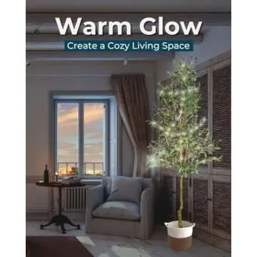 Keficor Artificial Olive Tree 7 ft - Realistic Potted Faux Olive Tree 7ft With Lights, Artificial Tree for Indoor Home Decor, Olive Trees Artificial Indoor Tall Fake Tree, 7 Foot Artificial Olive Tree