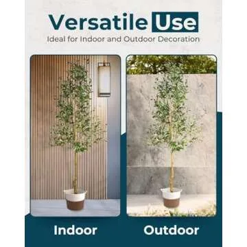 Keficor Artificial Olive Tree 7 ft - Realistic Potted Faux Olive Tree 7ft With Lights, Artificial Tree for Indoor Home Decor, Olive Trees Artificial Indoor Tall Fake Tree, 7 Foot Artificial Olive Tree