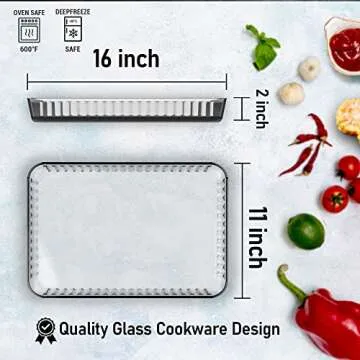 ums Glass Baking Dishes, 16 X 11 inch, 4 Quart Cooking and Serving Pan