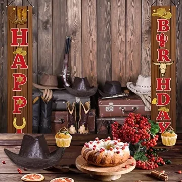 Western Cowboy Birthday Door Banner Decorations for Parties