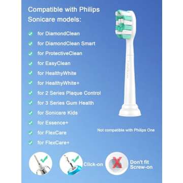 Toothbrush Replacement Heads for Philips Sonicare ProtectiveClean DailyClean Electric Toothbrush Head 1 2 Series Plaque Control Gum 4100 5100 C1 C2 G2 Snap-on, 10 Pack