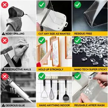 CZoffpro Double Sided Tape Heavy Duty - Clear Mounting Adhesive Two Tape, Transparent Strong Removable Stick Wall Strips Picture Carpet - Arts & Crafts Tape