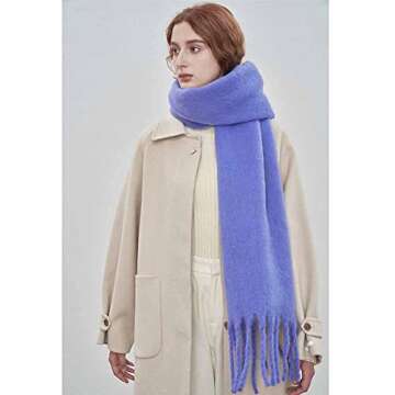 OUNIYA Large Chunky Scarf Oversized Fluffy Scarves Cashmere Feel Blanket Soft Big Wool Thick Winter ...