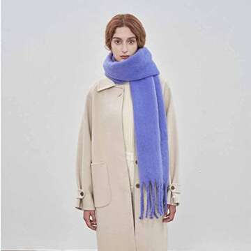 OUNIYA Large Chunky Scarf Oversized Fluffy Scarves Cashmere Feel Blanket Soft Big Wool Thick Winter Warm Women (purple)