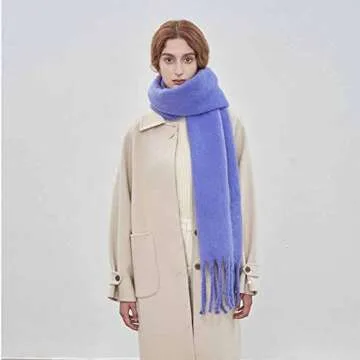 OUNIYA Large Chunky Scarf Oversized Fluffy Scarves Cashmere Feel Blanket Soft Big Wool Thick Winter Warm Women (purple)