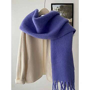 OUNIYA Large Chunky Scarf Oversized Fluffy Scarves Cashmere Feel Blanket Soft Big Wool Thick Winter Warm Women (purple)