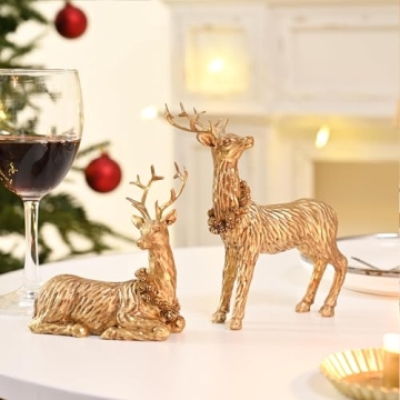 AOMOONOA Gold Reindeer Christmas Decoration for Home Decor
