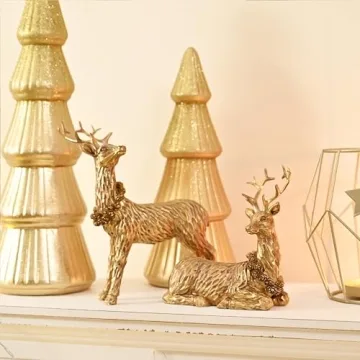 AOMOONOA Gold Reindeer Christmas Decoration for Home Decor
