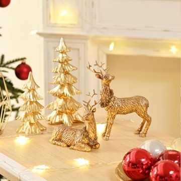 AOMOONOA Gold Reindeer Christmas Decoration for Home Decor