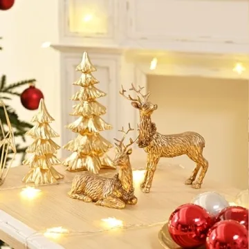 AOMOONOA Gold Reindeer Christmas Decoration for Home Decor
