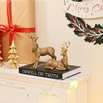 AOMOONOA Gold Reindeer Christmas Decoration for Home Decor