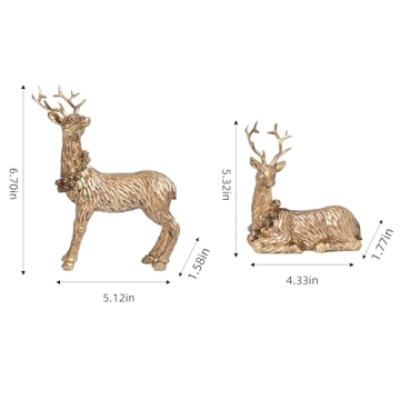 AOMOONOA Gold Reindeer Christmas Decoration for Home Decor