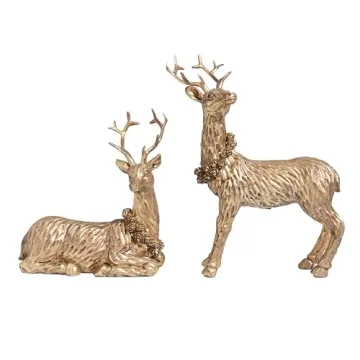 AOMOONOA Gold Reindeer Christmas Decoration for Home Decor