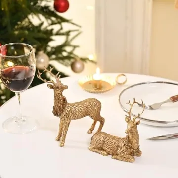 AOMOONOA Gold Reindeer Christmas Decoration for Home Decor