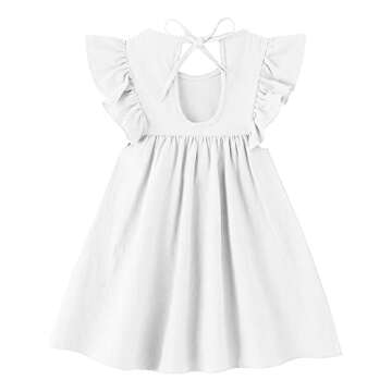Dutebare Toddler Girl Dress Cotton Linen Halter Ruffle Sleeveless Dresses Kids Casual Summer Sundres...