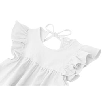 Dutebare Toddler Cotton Linen Ruffle Dress for Girls