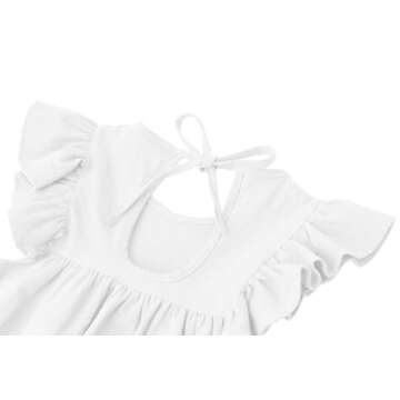 Dutebare Toddler Cotton Linen Ruffle Dress for Girls