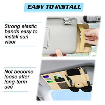 Car Sun Visor Organizer - Stylish Multi-Pocket Accessory
