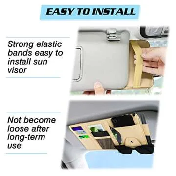 Car Sun Visor Organizer - Stylish Multi-Pocket Accessory