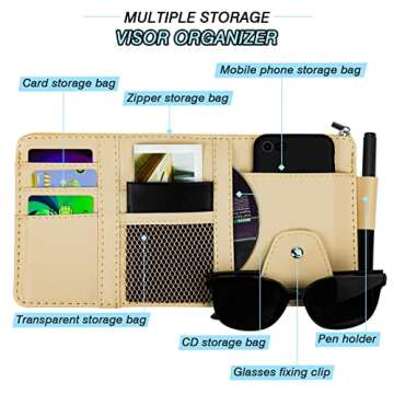 Car Sun Visor Organizer - Stylish Multi-Pocket Accessory