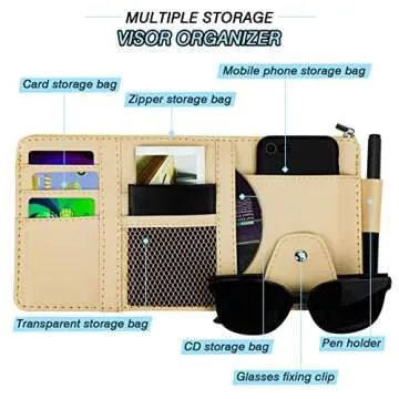 Car Sun Visor Organizer - Stylish Multi-Pocket Accessory