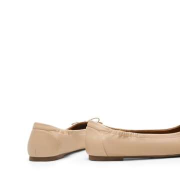 DREAM PAIRS Women's Ballet Flats, Foldable Round Toe Dress Shoes, Comfortable Slip On Work Flat Shoes with Bowknot,Size 6.5,Nude,SDFA2310W-NEW