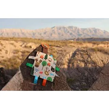 Baby Sensory Crinkle & Teething Square Lovey Toy with Closed Ribbon Tags for Increased Stimulation: 8"X8" (Forest Animals)