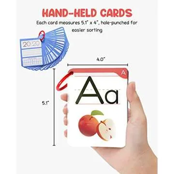 Gamenote Dry Erase Alphabet and Number Flash Cards - Write and Wipe Laminated ABC Letter Tracing Practice Card for Kindergarten (47 Flashcards with 2 Rings and Marker)