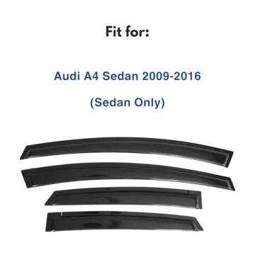 IG Window Visor for Audi A4 Sedan 2009-2016, Durable Rain Guard & Wind Deflector