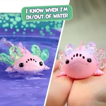 Fingerlings Interactive Baby Axolotl with Inflatable Pool, Alix, Swims and Lights Up in Water, Rainbow Lights Tell Your Mood (Ages 5+)